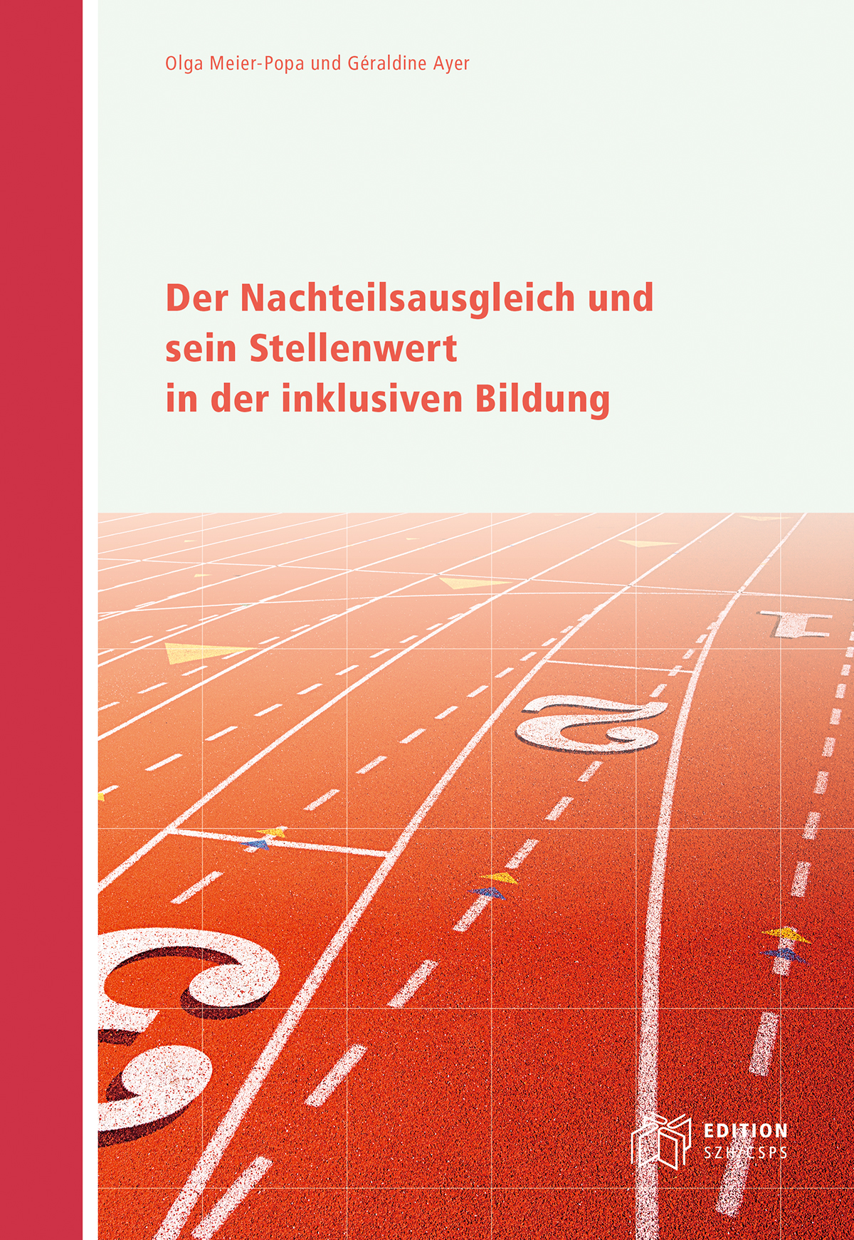  Das Bild zeigt das Buchcover. Darauf sieht man eine rote Laufbahn mit den versetzten Startplätzen 1 bis 3. 